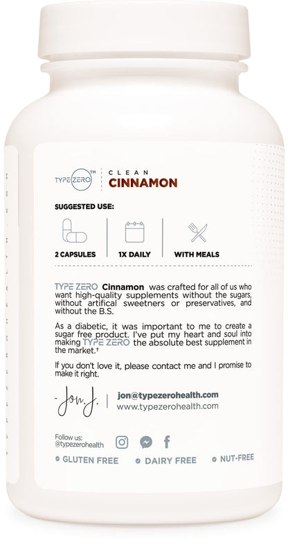 Type Zero Ceylon Cinnamon Capsules (1200mg | 120 Capsules) - Natural, Non-GMO, Gluten Free, Organic Cinnamon Bark Supplement Type ZeroBuy Supplements Australia