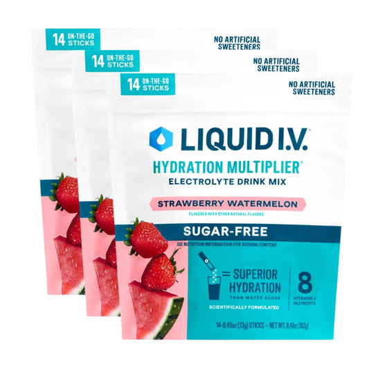 Liquid I.V.® Hydration Multiplier Sugar Free – Strawberry Watermelon | Electrolyte Powder Drink Mix | 3 Pack (42 Servings) Liquid I.V.Buy Supplements Australia