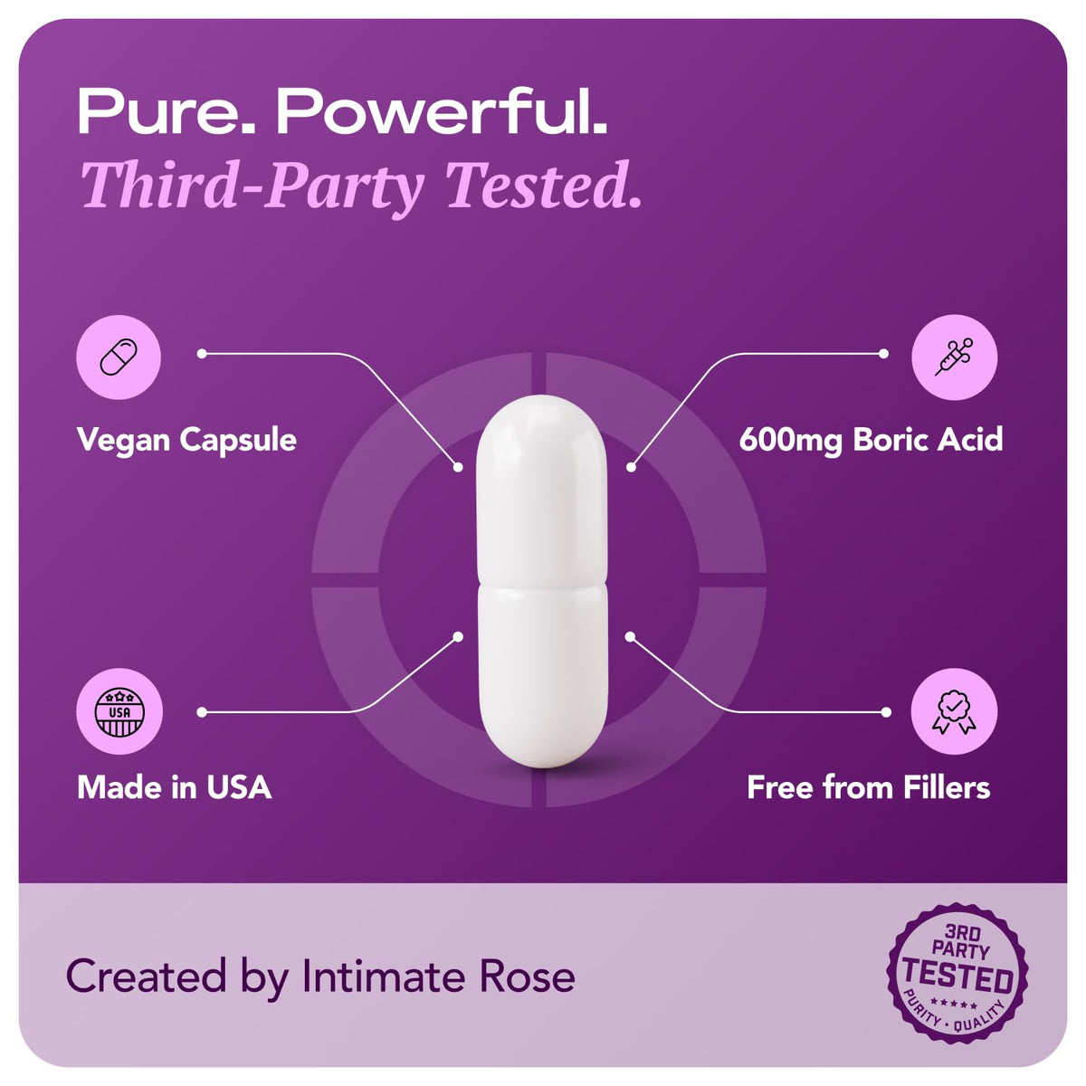 Intimate Rose Boric Acid Vaginal Suppositories, 14 Count for Feminine Deodorizing & Freshness - Vegan Capsules Intimate RoseBuy Supplements Australia