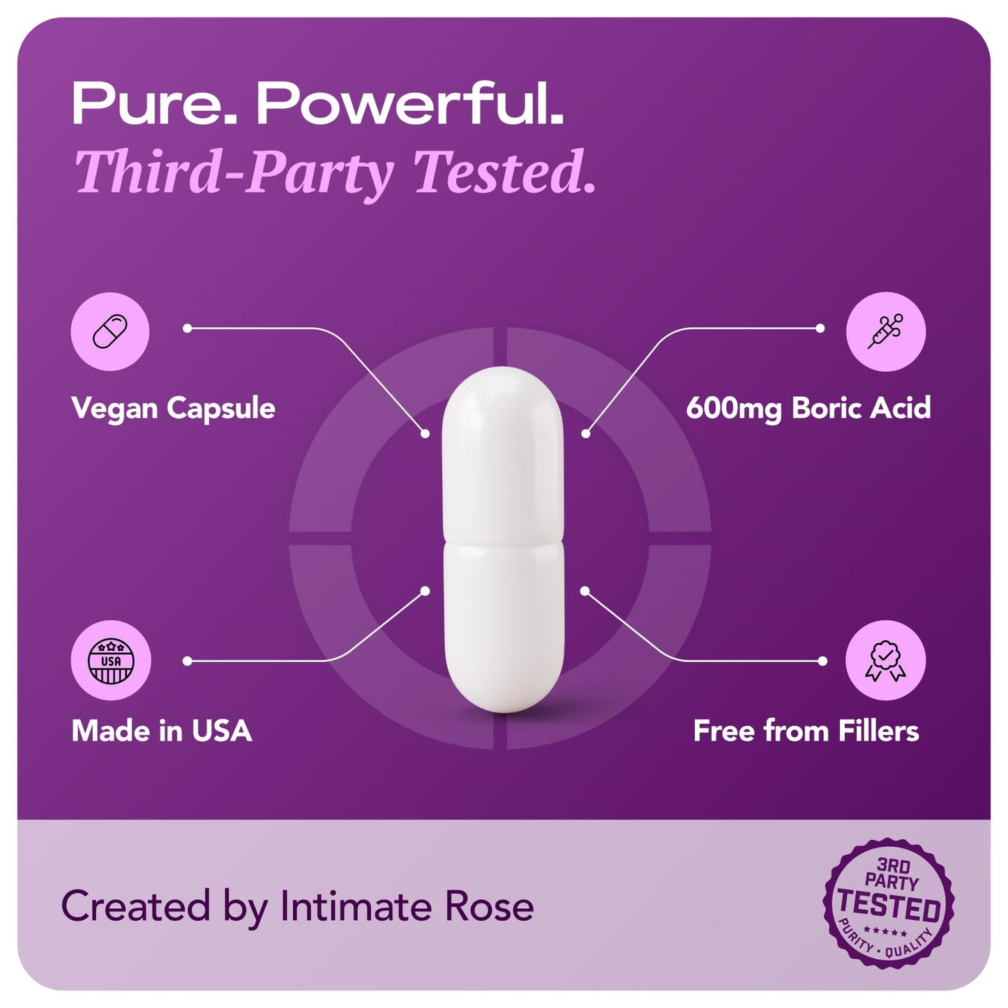 Intimate Rose Boric Acid Vaginal Suppositories, 30 Count for Feminine Deodorizing & Freshness - Vegan Capsules Intimate RoseBuy Supplements Australia