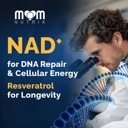 MOM NUTRIX Liposomal NAD Supplement with Resveratrol - High Purity NAD Plus 2000 mg, 120 Capsules, Made in The USA - NMN Alternative MOM NUTRIXBuy Supplements Australia