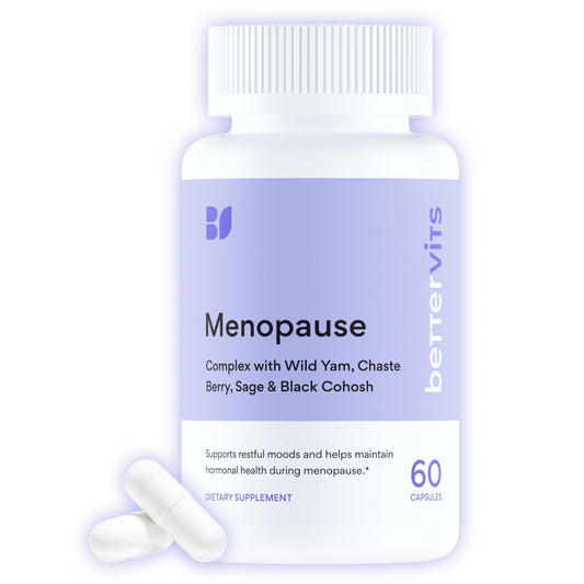 Bettervits Menopause Supplements for Women with Ashwagandha and Zinc | Hormone Balance Support with Vitamins D3 B6 B12 for Hot Flashes | Perimenopause Supplements for Monthly Wellness - 60 Capsules BettervitsBuy Supplements Australia