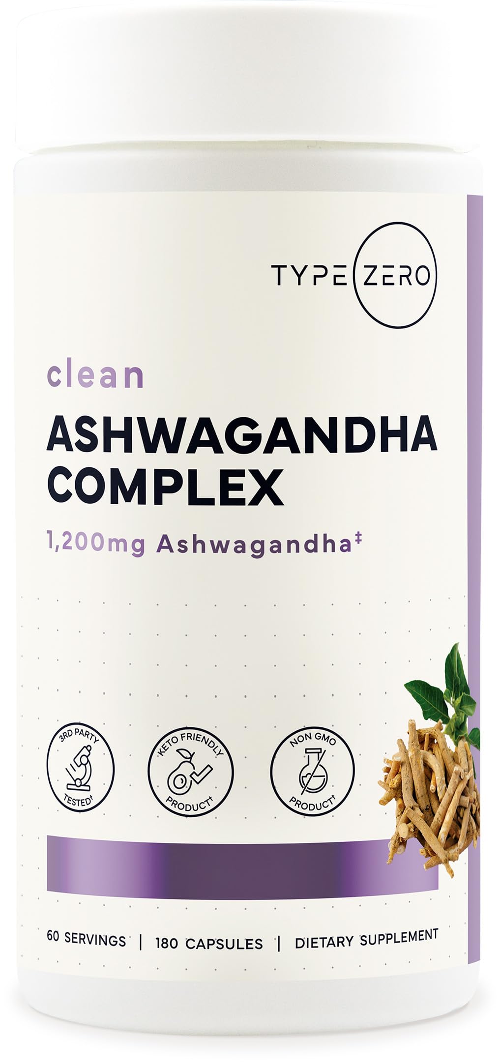 Type Zero KSM-66 Ashwagandha Root Extract 1,200mg, 60 Servings - High Potency 5% Withanolides - with Turmeric, Rhodiola Rosea and BioPerine Black Pepper Extract - 180 Veggie Caps Type ZeroBuy Supplements Australia