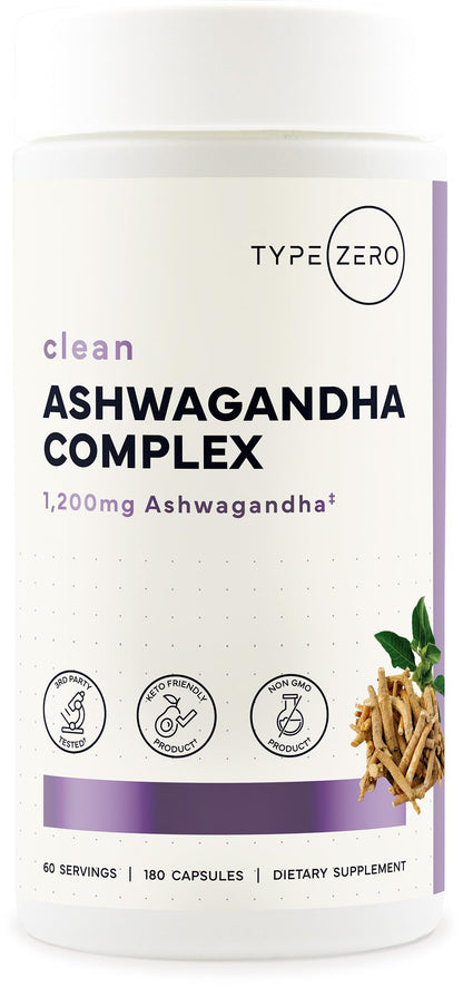 Type Zero KSM-66 Ashwagandha Root Extract 1,200mg, 60 Servings - High Potency 5% Withanolides - with Turmeric, Rhodiola Rosea and BioPerine Black Pepper Extract - 180 Veggie Caps Type ZeroBuy Supplements Australia