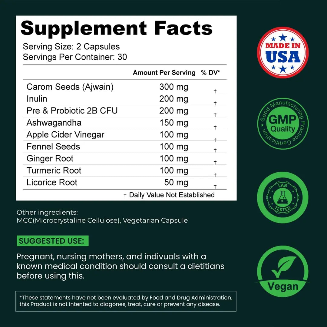 GUTVED Bloating & Gas Relief Probiotic for Women & Men | 9-in-1 Gut & Digestive Support with Probiotics, Prebiotic Inulin, Turmeric, Ginger & Fennel | Daily Plant-Based Capsules, 60 Count GUTVEDBuy Supplements Australia