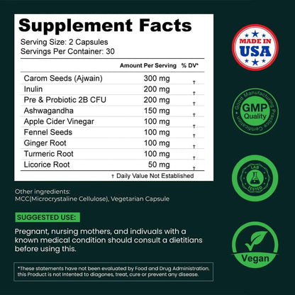 GUTVED Bloating & Gas Relief Probiotic for Women & Men | 9-in-1 Gut & Digestive Support with Probiotics, Prebiotic Inulin, Turmeric, Ginger & Fennel | Daily Plant-Based Capsules, 60 Count GUTVEDBuy Supplements Australia