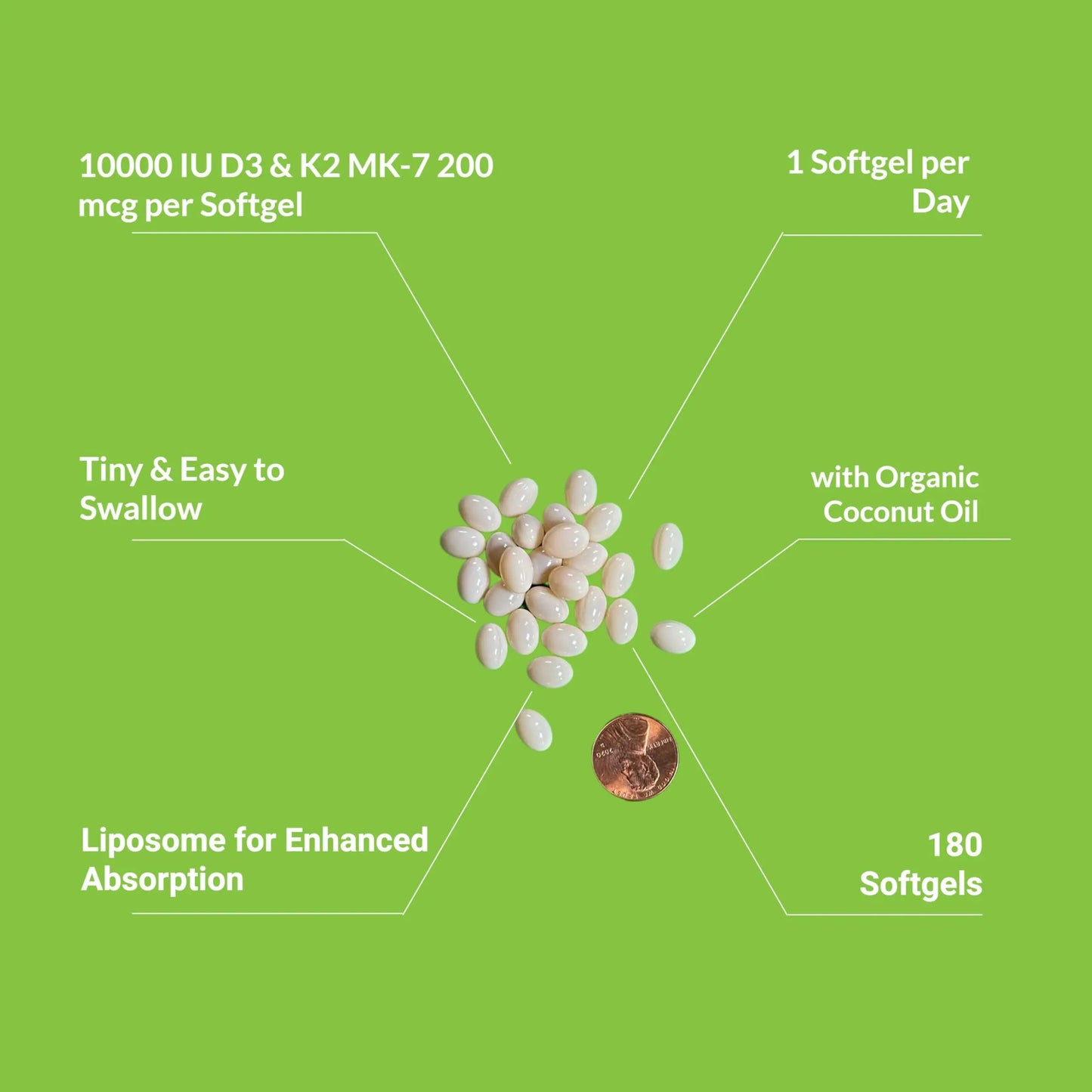 UpNourish Liposomal D3 K2 Vitamin 10000 IU D3 and K2 MK-7 200 mcg - 180 Vitamin D3 k2 (Vitamina D3 con K2) Mini Softgels - Easy to Swallow K2 D3 Vitamin UpNourish buy supplements Au