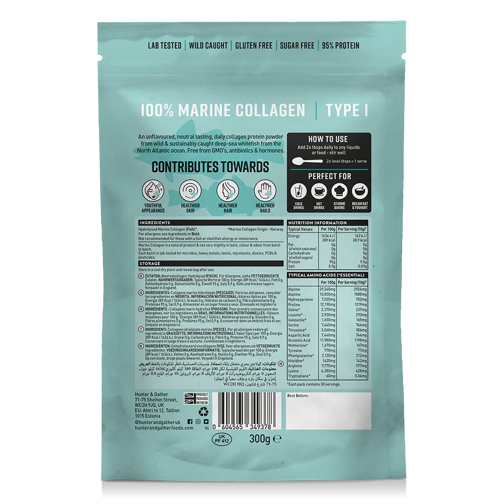 Hunter & Gather Marine Collagen Powder 300g | Pure Unflavoured Premium Hydrolysed Wild Caught Marine Collagen Hunter & GatherBuy Supplements Australia