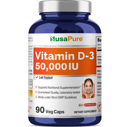 NusaPure Vitamin D3 50,000 IU 90 Veggie Capsules (Non-GMO & Vegan) NusaPureBuy Supplements Australia