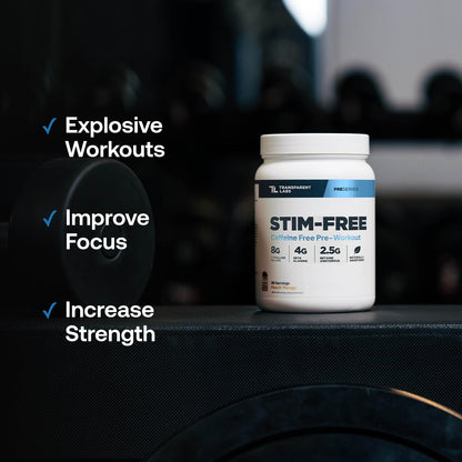 Transparent Labs Stim-Free Pre-Workout - Caffeine & Stim Free Pre Workout Powder for Men and Women with Beta Alanine Powder, Citrulline Malate, & elevATP - 30 Servings, Strawberry Lemonade