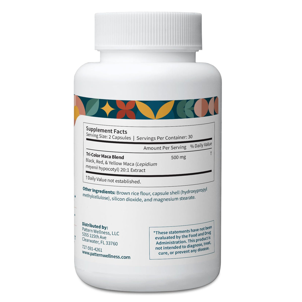 Pattern Wellness Maca Root Extract 20:1-500mg Per Serving – for Men & Women – Tri-Color Black/Red/Yellow Blend – 60 Vegan, Non-GMO Capsules Pattern WellnessBuy Supplements Australia