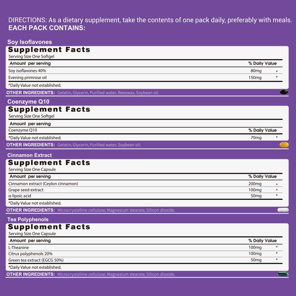 Natural Hormone Balance for Women, Menopause Supplements for Women with Evening Primrose Oil,CoQ10,Soy Isoflavones, Daily Pack Supports Peri+Menopause+Post, PMS,Metabolism,Mood,Energy 30Packs RevitaPlusBuy Supplements Australia