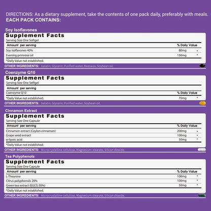 Natural Hormone Balance for Women, Menopause Supplements for Women with Evening Primrose Oil,CoQ10,Soy Isoflavones, Daily Pack Supports Peri+Menopause+Post, PMS,Metabolism,Mood,Energy 30Packs RevitaPlusBuy Supplements Australia