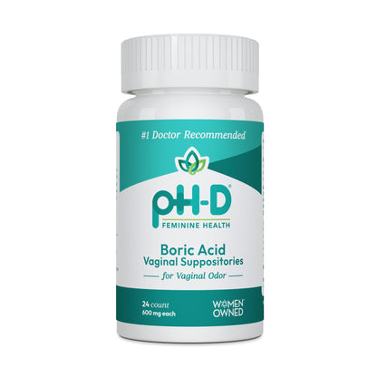 pH-D Feminine Health - 600 mg Boric Acid Suppositories - Woman Owned - for Vaginal Odor Use - 24 Count pH-D Feminine Health SupportBuy Supplements Australia