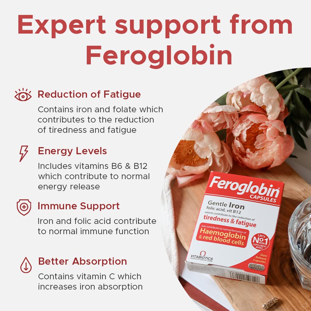 Feroglobin Iron Capsule Helps to reduce tiredness and fatigue FeroglobinBuy Supplements Australia