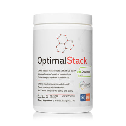 OptimalStack Creatine Monohydrate, HMB, & Vitamin D3 Stack | with Creapure Creatine, Clinical Dosage of myHMB, and Vitamin D3 | NSF for Sport Certified | Unflavored, 30 Servings OptimalAminoBuy Supplements Australia