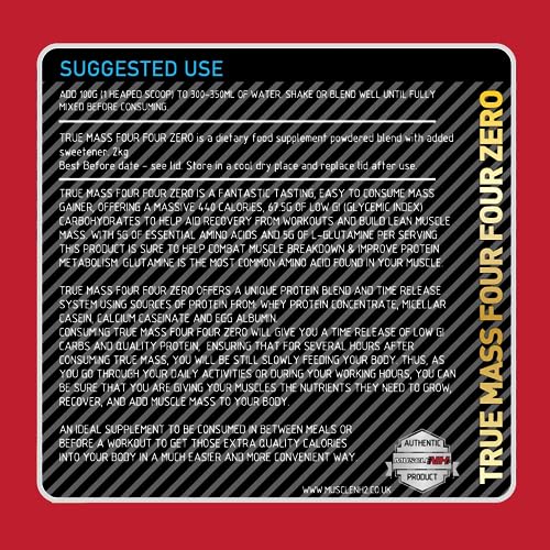 MuscleNh2 True Mass Four Four Zero Mass Gainer Protein Powder, High Calories and Protein MuscleNh2Buy Supplements Australia