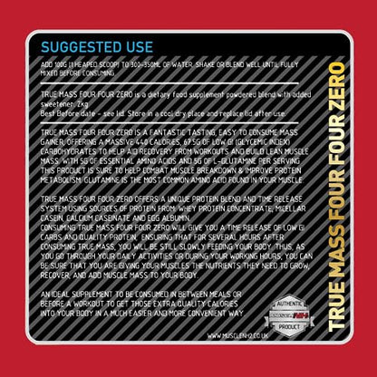 MuscleNh2 True Mass Four Four Zero Mass Gainer Protein Powder, High Calories and Protein MuscleNh2Buy Supplements Australia