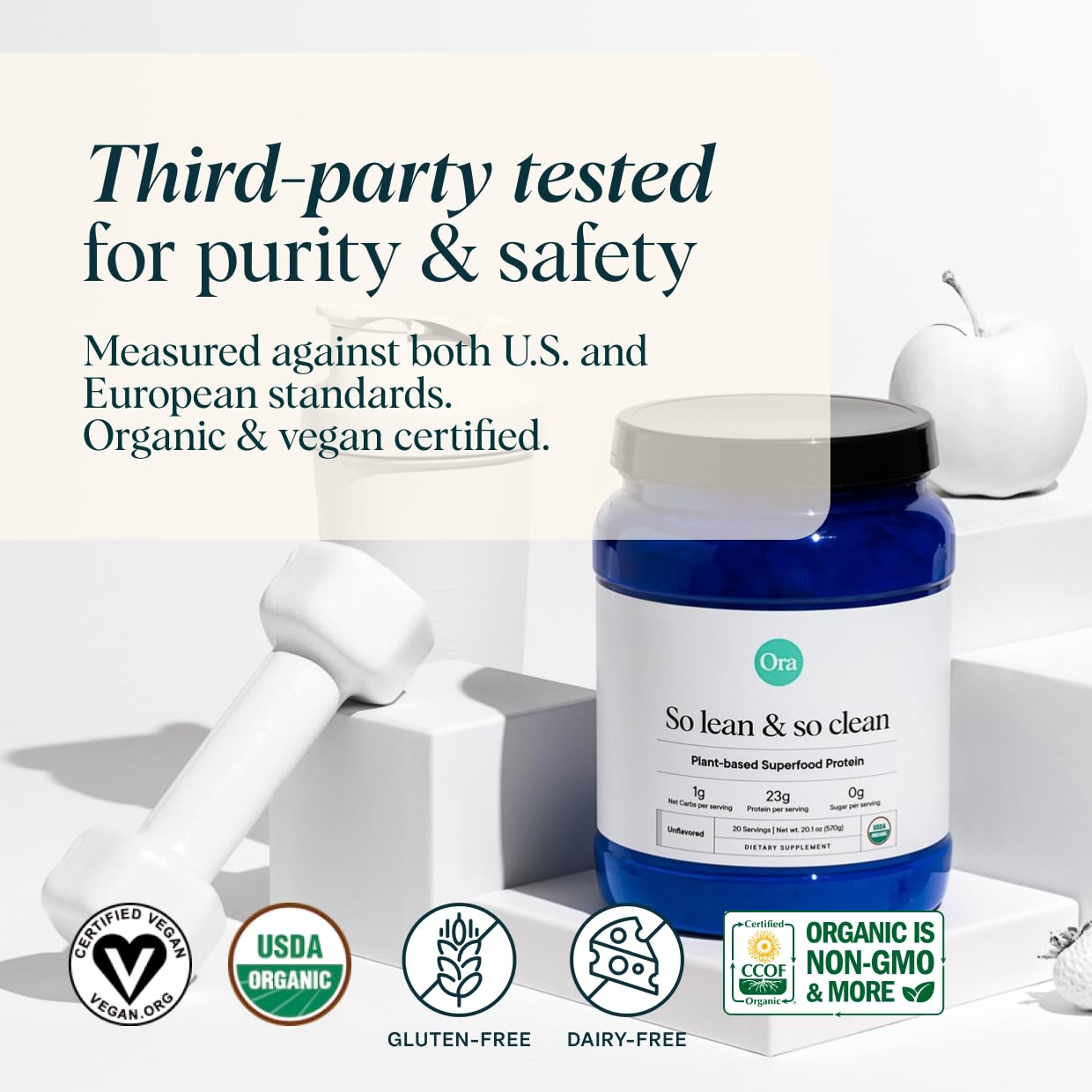 Ora Organic Vegan Protein Powder - 23g Plant Based Pea Protein Unflavored Ora OrganicBuy Supplements Australia