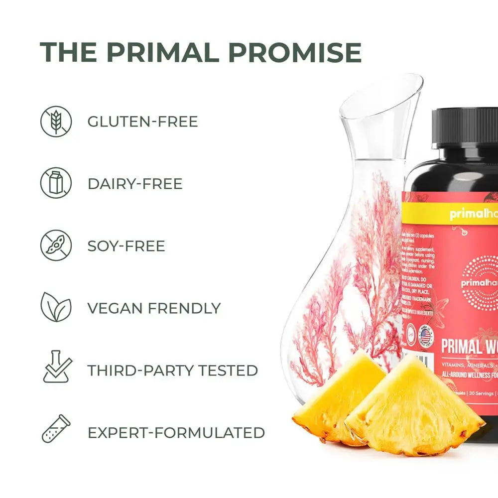 Primal Harvest Multivitamin for Women Vitamin A, Vitamin C, Vitamin D and E, Vitamin B12, B6, Biotin, Zinc Supplements Primal Harvest