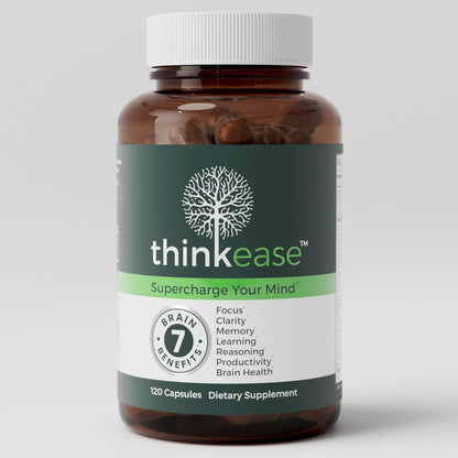 ThinkEase Brain Supplement (120 Capsules) | Memory, Mental Clarity, Focus, Cognitive Performance | Nootropic Supplement with L-Theanine, Acetyl L-Carnitine, Phosphatidylserine, Lion's Mane & More ThinkEaseBuy Supplements Australia