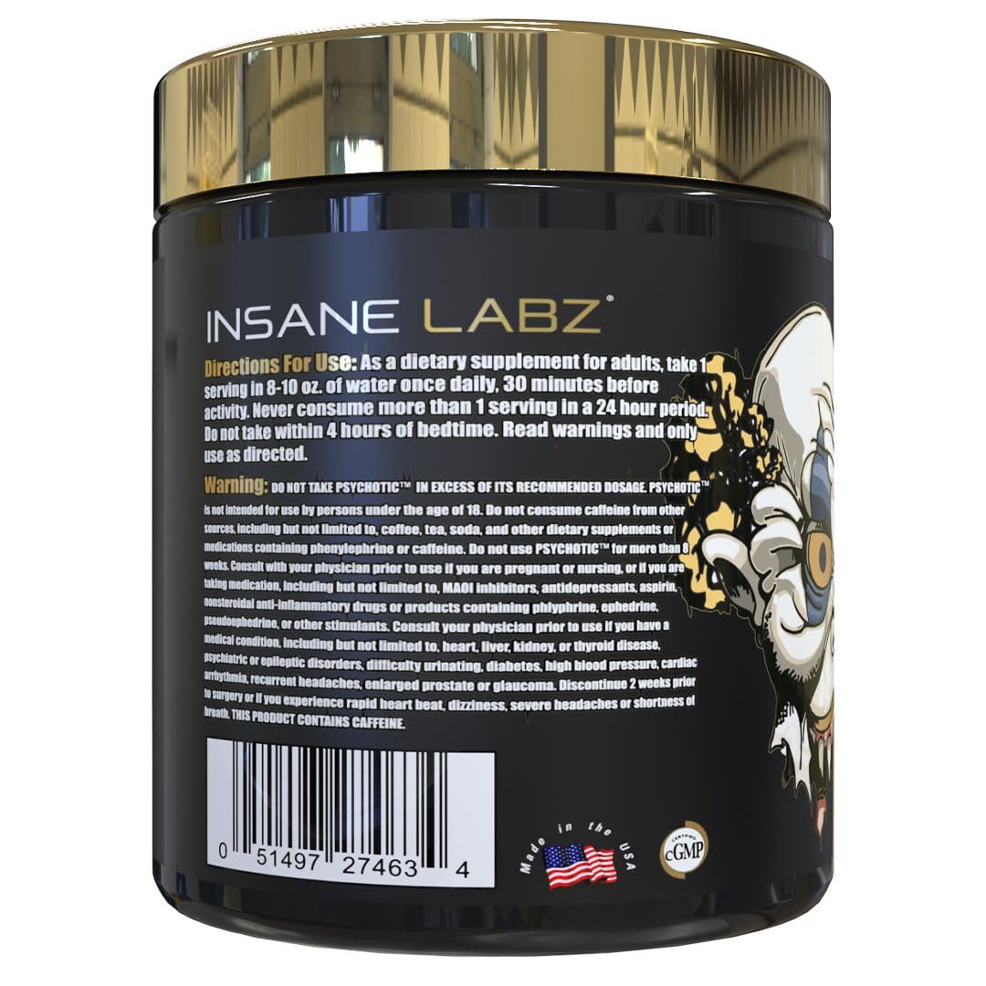 Insane Labz Psychotic Gold, High Stim Pre Workout Powder, Extreme Lasting Energy Insane LabzBuy Supplements Australia