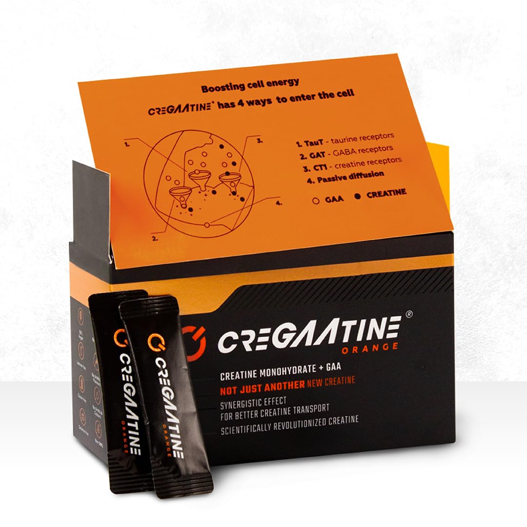 CreGAAtine Micronized Creatine Monohydrate + GAA | Increase Strength, No Water Retention | Boosts Memory & Focus | Single-Serve Packets | 60 Sachets, 30 Servings | (Sachets, Orange) CreGAAtineBuy Supplements Australia