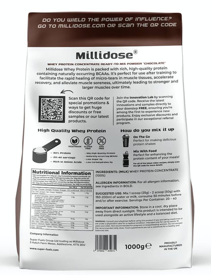 Millidose Chocolate Whey Protein Powder - 1kg of High-Protein Blend with 36g per Serving GenericBuy Supplements Australia
