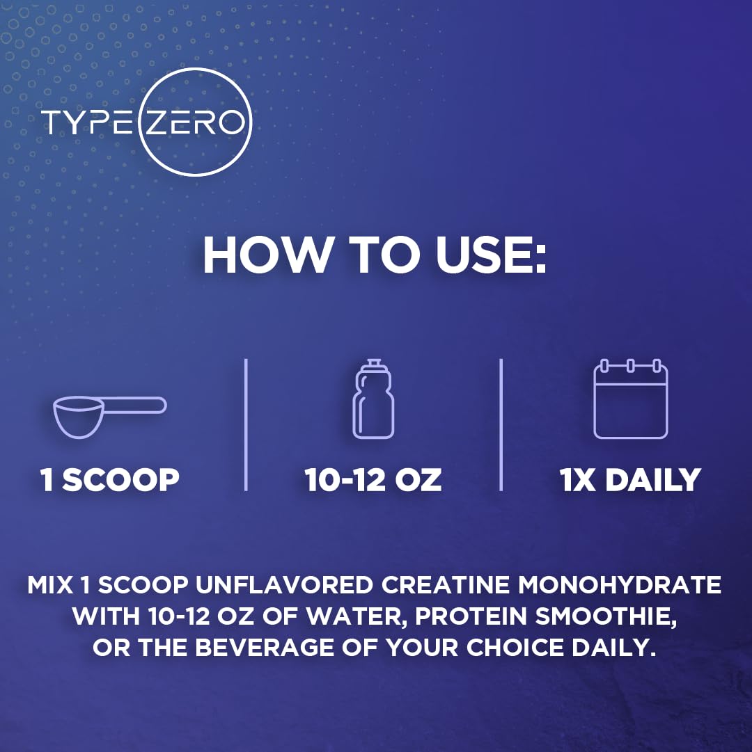 Type Zero Creatine Monohydrate (Unflavored) 1 KG, 5000mg (5g) Per Serving, Micronized, Zero Sugar, Keto Friendly & Gluten Free, 200 Servings Type ZeroBuy Supplements Australia