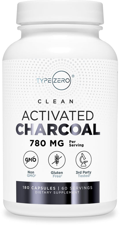 Type Zero Activated Charcoal Capsules (180 Count) - 60 Servings, 780mg Per Serving, from Coconut Shell, Non-GMO, Gluten-Free Type ZeroBuy Supplements Australia