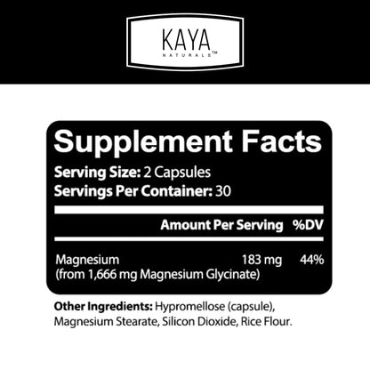 Kaya Naturals Cramp-A-Way Magnesium Glycinate 183mg (60 Count (Pack of 1) Kaya NaturalsBuy Supplements Australia