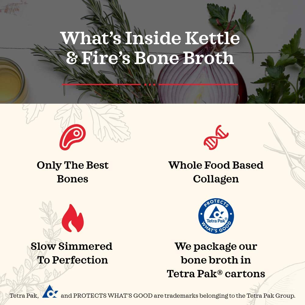 Chicken Bone Broth Soup by Kettle and Fire, Pack of 6, Keto Diet, Paleo Friendly, Whole 30 Approved, Gluten Free, with Collagen, 10g of protein, 16.9 Ounce (Pack of 6) Kettle & Fire buy supplements Au