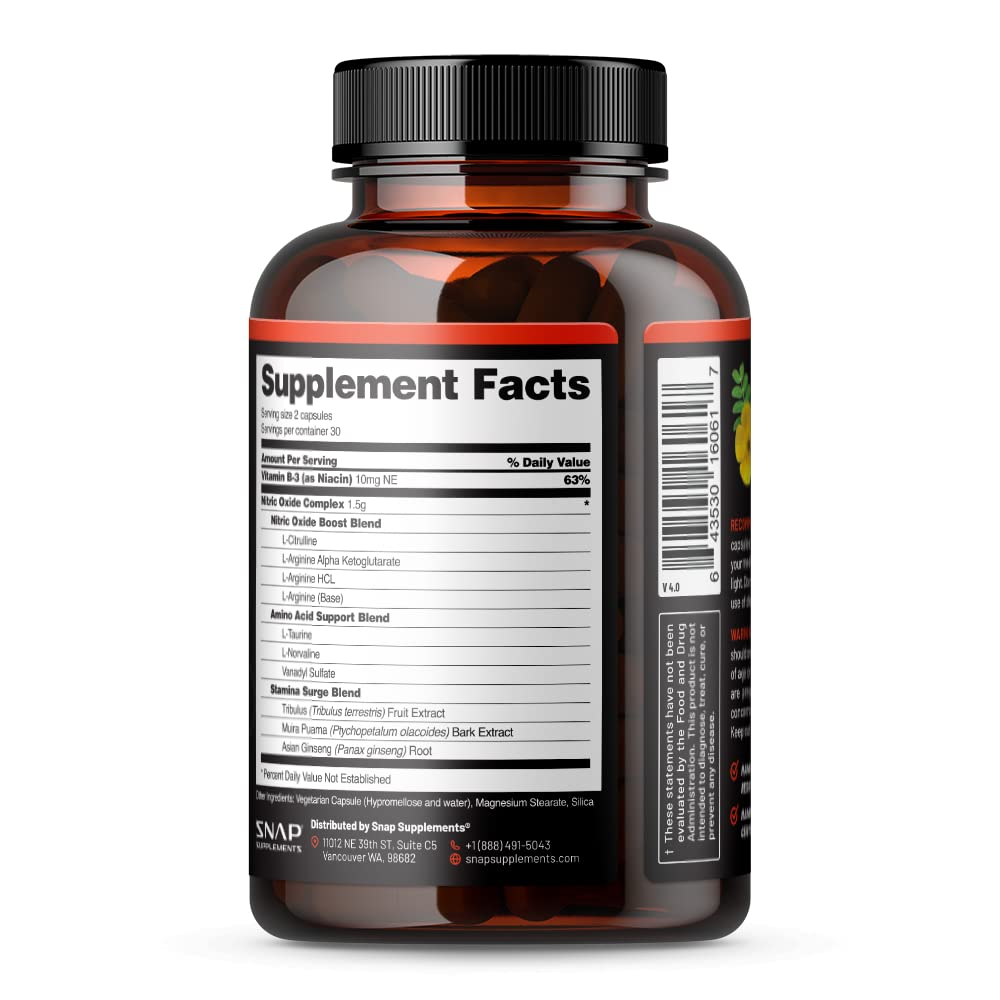 Snap Supplements Nitric Oxide Booster, Performance Formula for Stamina & Endurance Snap SupplementsBuy Supplements Australia