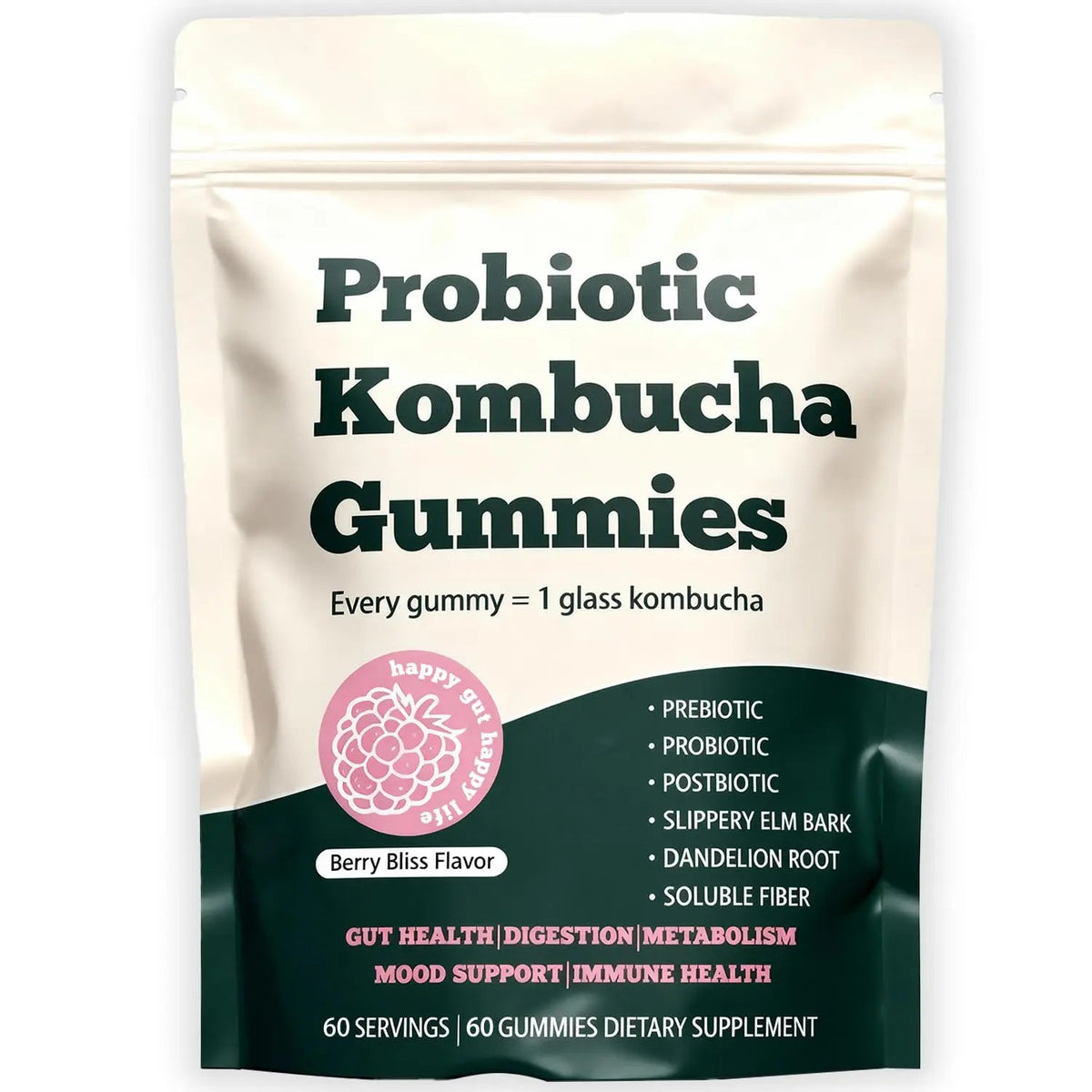 Glo Vous Probiotic Kombucha Gummies – 60 Gummies, with Prebiotics, Postbiotics & Fiber,Includes Slippery Elm, Dandelion Root & MCT Oil,Supports Digestive Health, Bloating Relief & Gut Support Glo VousBuy Supplements Australia
