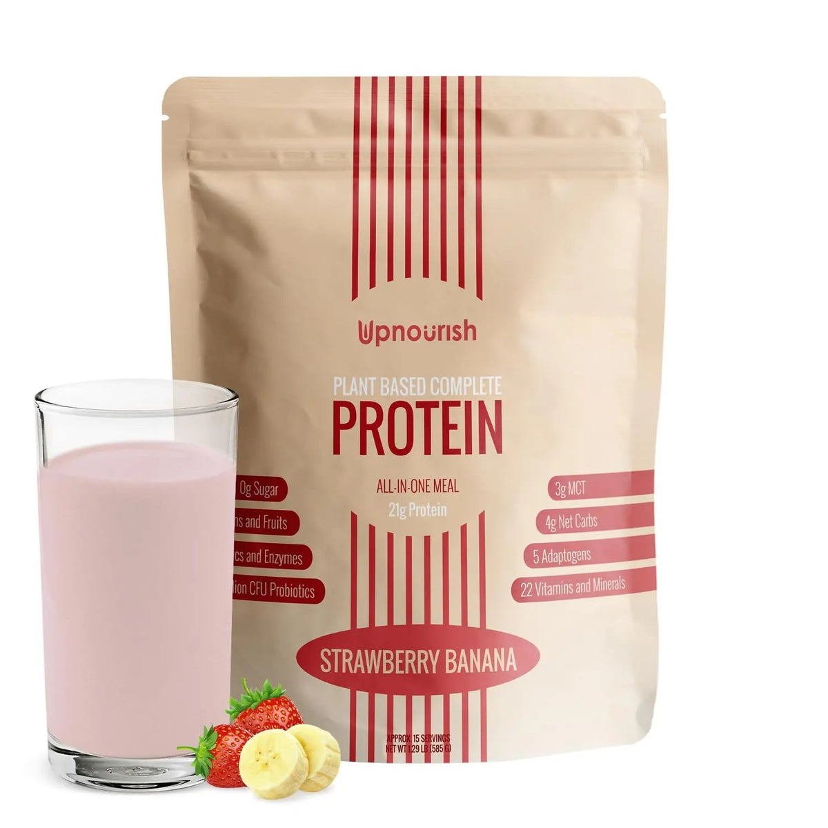 UpNourish Strawberry Banana Vegan Protein Powder 54 Superfoods Powder,1.5 Billion CFU Probiotics 21g Plant Based Protein,No Sugar No Dairy No GMO Dairy Free,Meal Replacement Shake Keto-Friendly Low-Carb Diet,15 Servings UpNourish buy supplements Au