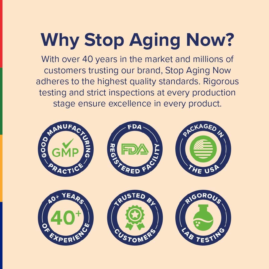 Stop Aging Now - Immune Support - with Vitamin C, Vitamin D3 and Mushroom Complex - 60 Vegetarian Capsules Stop Aging NowBuy Supplements Australia