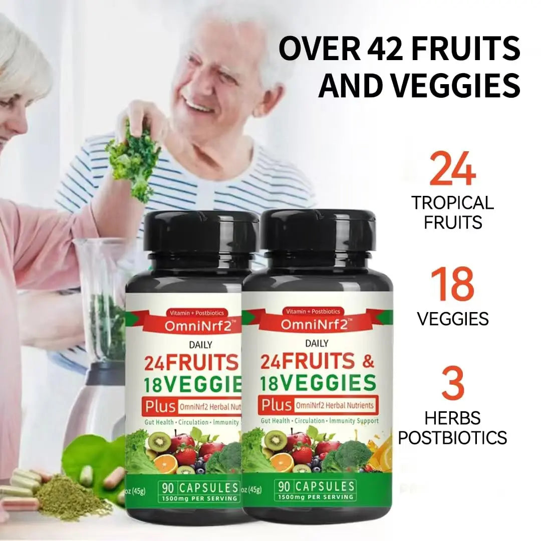 OmniNrf2 Postbiotic Supplement Capsules for Gut Health, Superfood with 24 Fruits & 18 Veggies & Fermented Herbal Plants, 90 Capsules for Antioxidant Support OmniNrf2Buy Supplements Australia