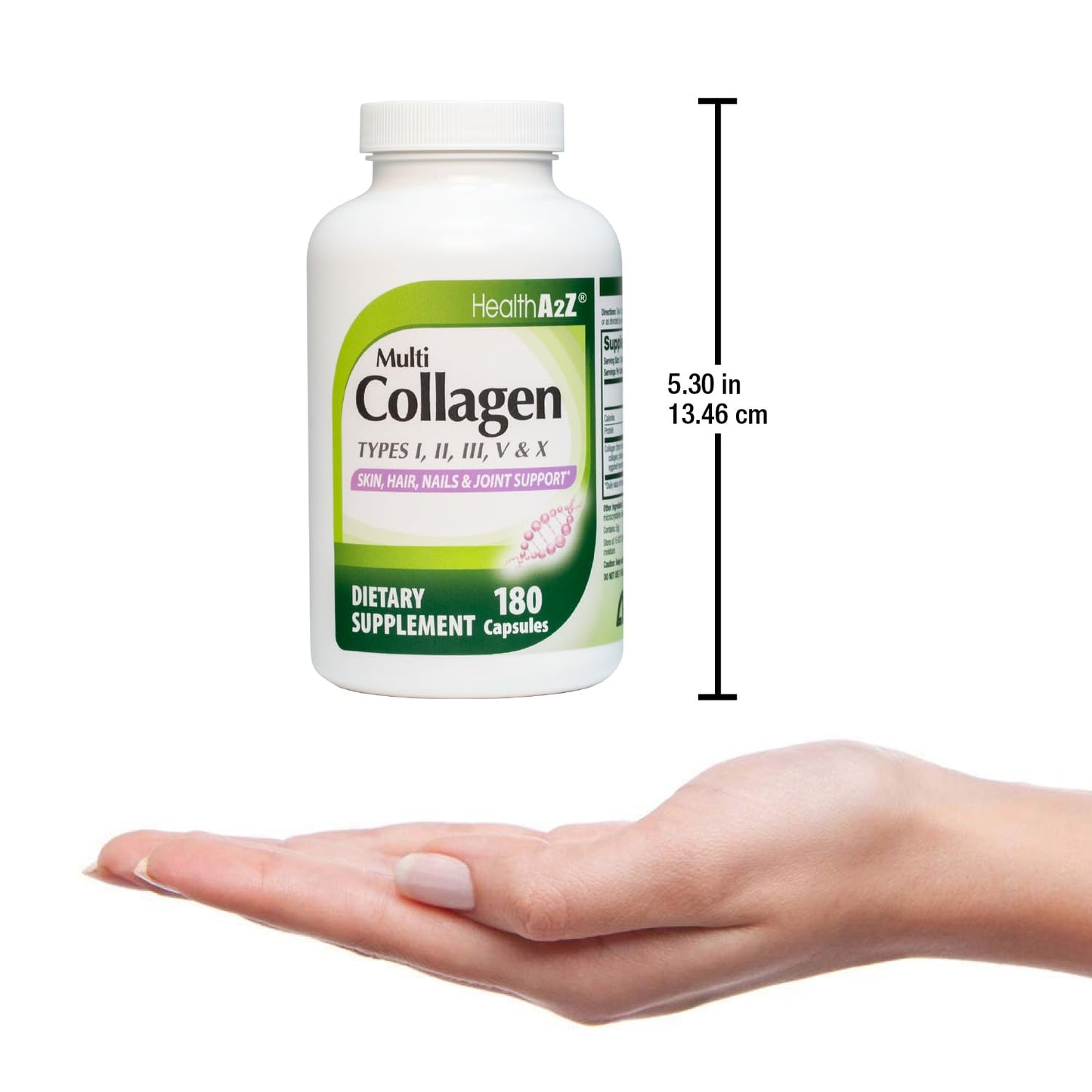 HealthA2Z Multi Collagen pills 1735mg -180 collagen capsules (60 servings) - Types I, II, III, V & X for Healthy Skin, Hair, Nails & Joint Support