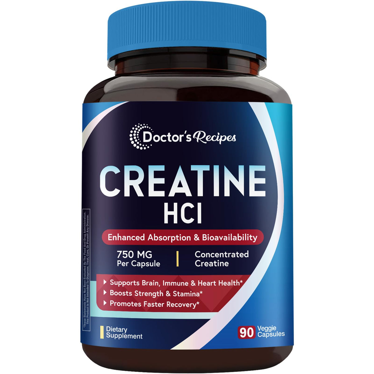 Doctor's Recipes Creatine HCl Capsules, 750 mg, Creatine Hydrochloride for Women & Men, Strength & Recovery, Brain Health, Fast Absorbing, Vegan, 90 Capsules Doctor's RecipesBuy Supplements Australia