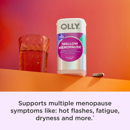 OLLY Mellow Menopause Supplements for Women, Supports Hot Flashes, Vaginal Dryness & Occasional Mood Swings,* Estro-G100®, GABA, Vegan Capsules, 1 Month Supply - 30 Count OLLYBuy Supplements Australia