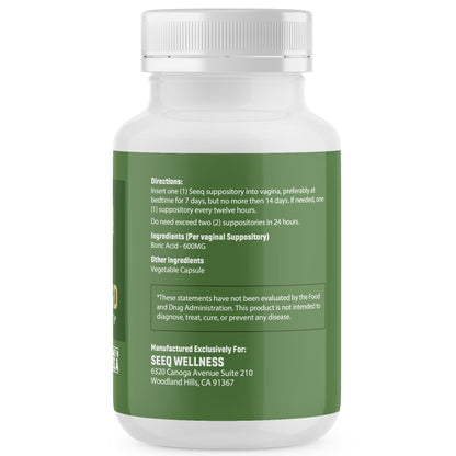 Seeq Wellness Boric Acid Vaginal Suppositories - Helps Support Odor Control and Balance Vaginal PH Seeq WellnessBuy Supplements Australia