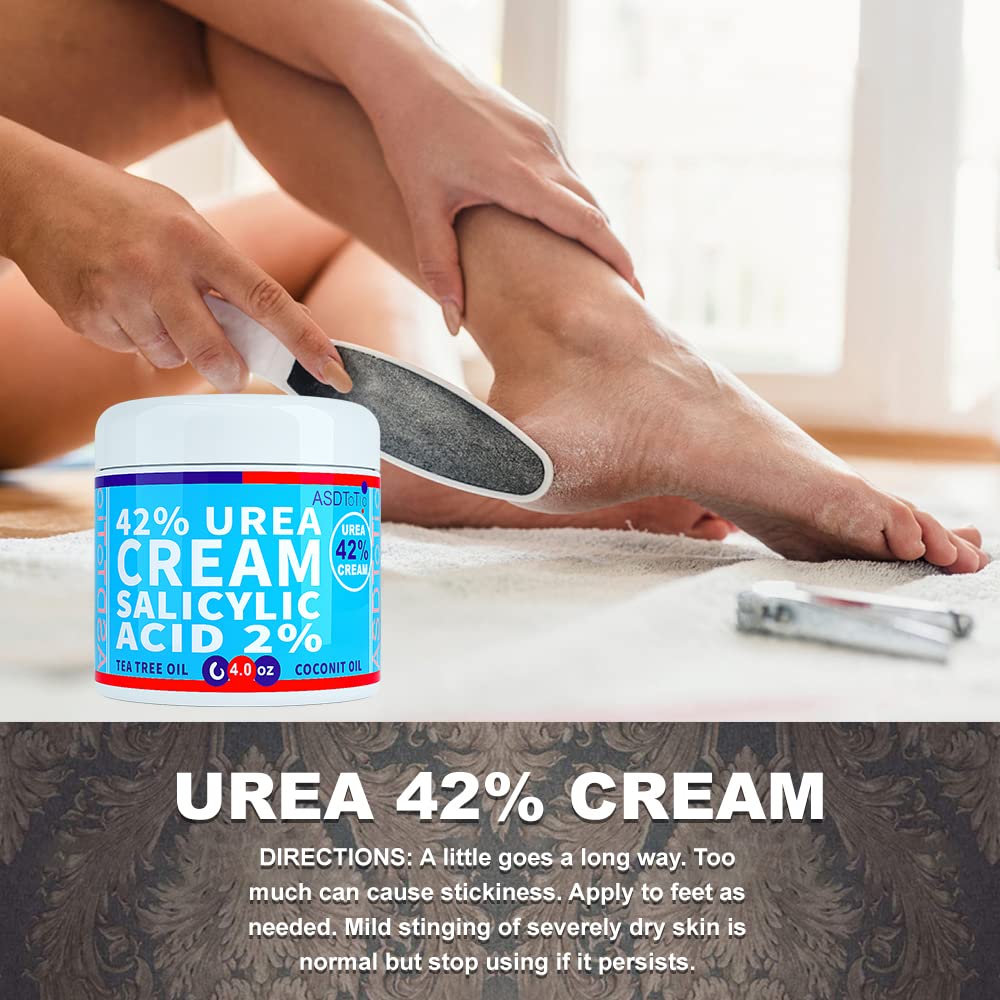 ASDToTio Urea Cream 42% - Premium Urea Foot Cream - With 2% Salicylic Acid, Tea Tree Oil, Shea Butter, Aloe Vera - For Feet, Hands, Heels, Elbows, Knees and More - 4 oz ASDToTio buy supplements Au