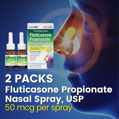 HealthA2Z® Allergy Relief, Fluticasone Propionate 50mcg, Nasal Spray, 24-Hour Allergy Relief, Dye Free, 240 Sprays (2 Pack, 120 Sprays Each) HealthA2Z buy supplements Au