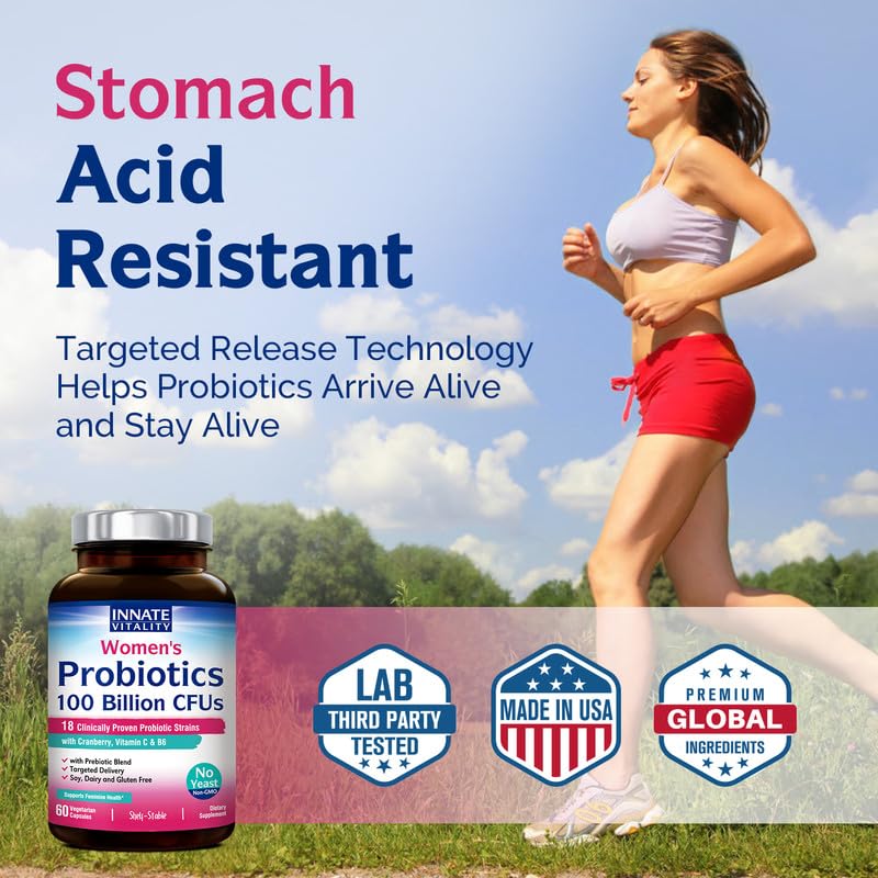Innate Vitality Women’s Probiotics, 100 Billion CFUs 18 Strains, with Cranberry, Vitamin C Innate VitalityBuy Supplements Australia