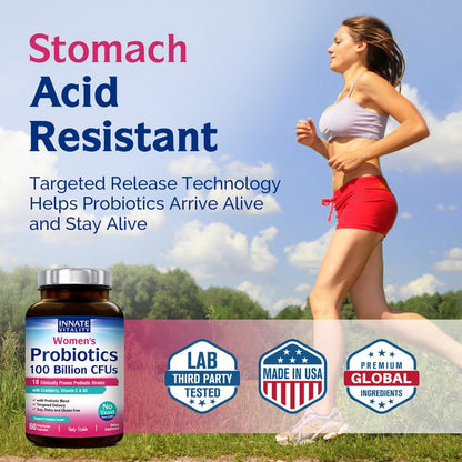 Innate Vitality Women’s Probiotics, 100 Billion CFUs 18 Strains, with Cranberry, Vitamin C Innate VitalityBuy Supplements Australia