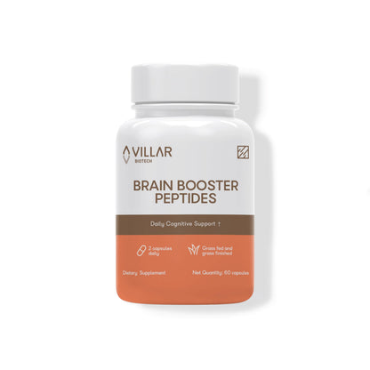 Villar Biotech Brain Booster Peptides supplement bottle on a white background
