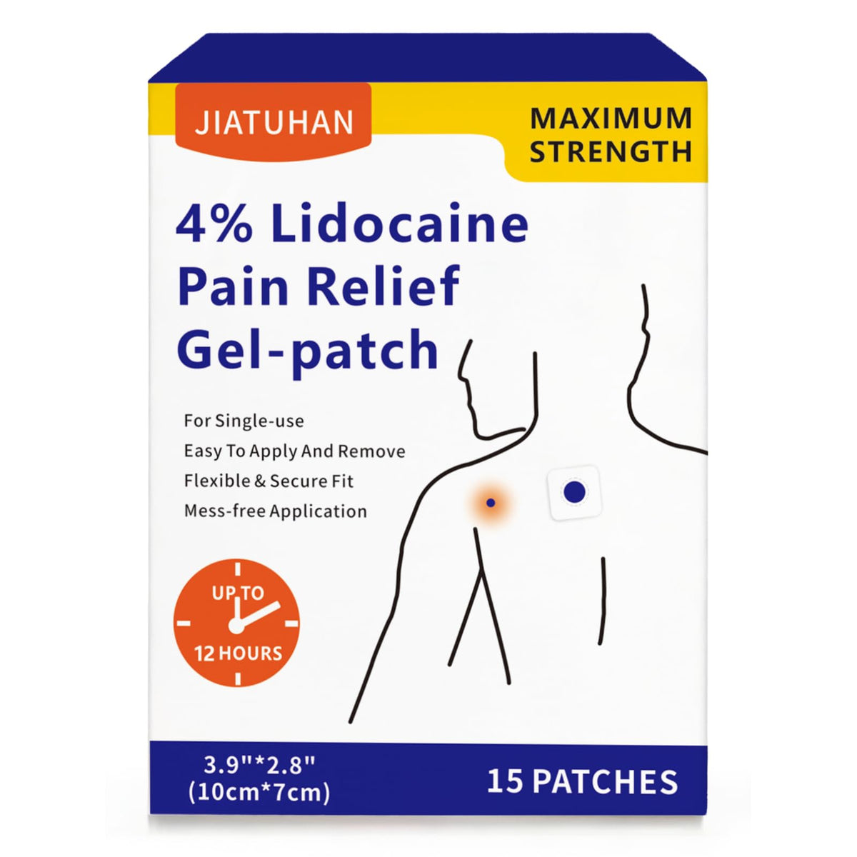 JIATUHAN 4% Lidocaine Pain Relief Patches – Maximum Strength for Back, Neck, Joint & Muscle Pain – Long-Lasting & Flexible – 15 Patches JIATUHANBuy Supplements Australia