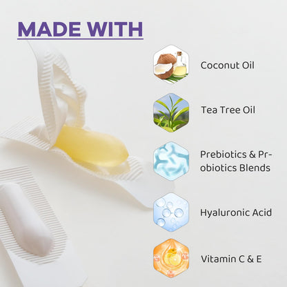 Vaginal Probiotic Suppositories, Prebiotic Infused with Hyaluronic Acid, Tea Tree, and Vitamin C&E VagiriaBuy Supplements Australia