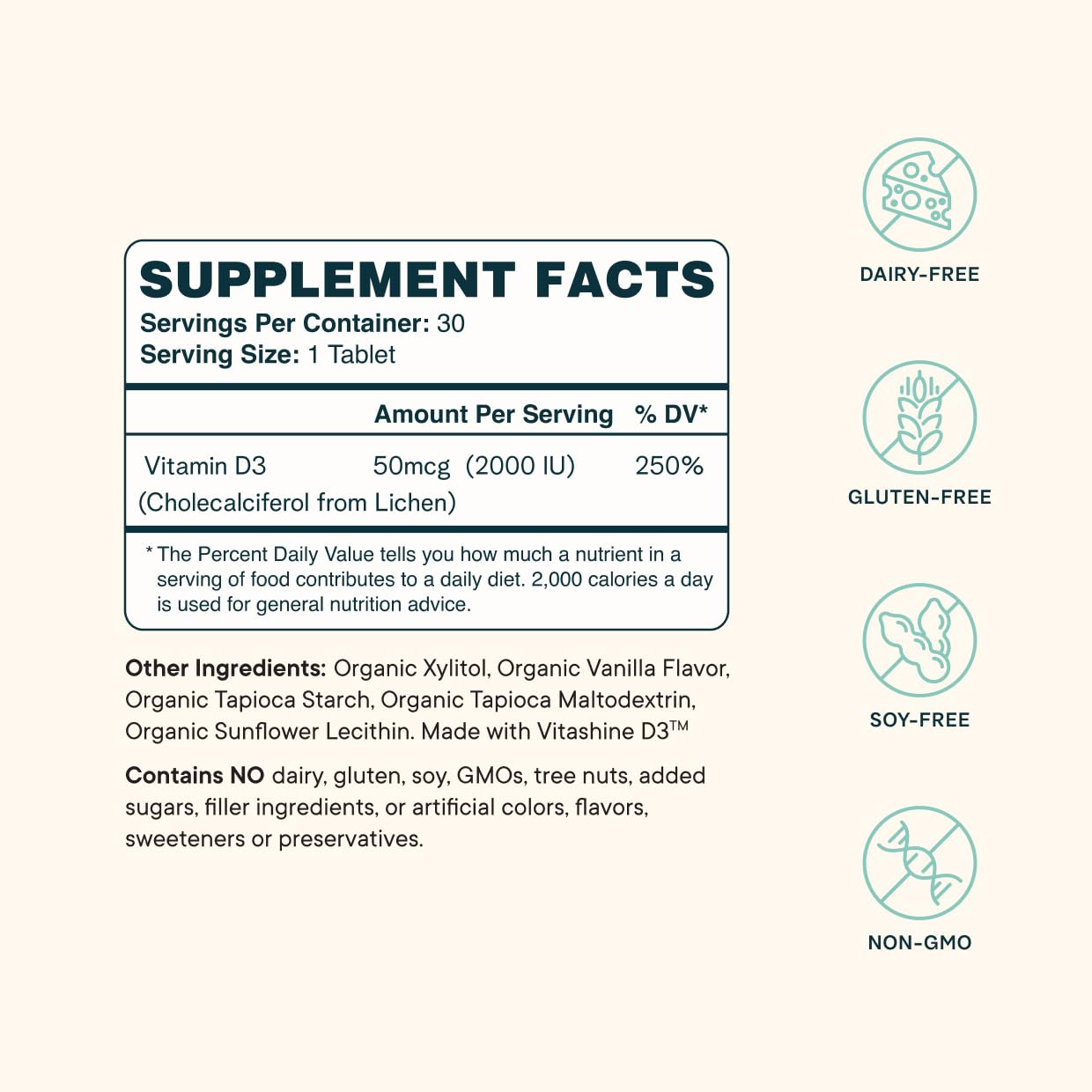Ora Organic Vitamin D3 2000IU - Vegan Vitamin D Chewables from Lichen for Bone Health, Immune Support, & Mood | Maximum Absorption - 1 Month Supply, 30 Vegan Chewable Vanilla Tablets Ora OrganicBuy Supplements Australia