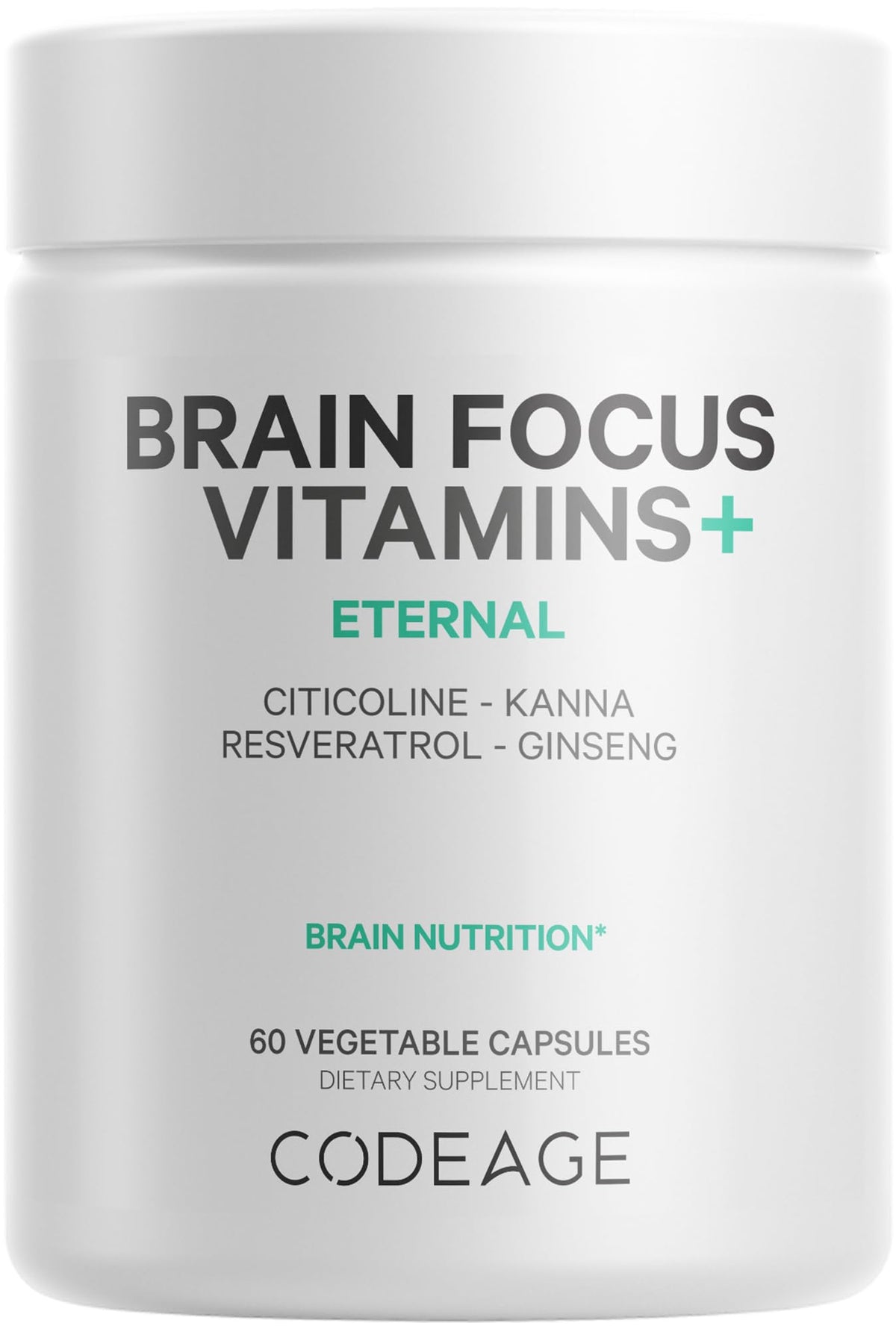Codeage Brain Focus Vitamins+ Nootropic Supplement with Citicoline as Cognizin, Panax Ginseng, Resveratrol, Gotu Kola, Vitamin B12 Methylcobalamin - Liposomal Delivery - Non-GMO - 60 Capsules CodeageBuy Supplements Australia